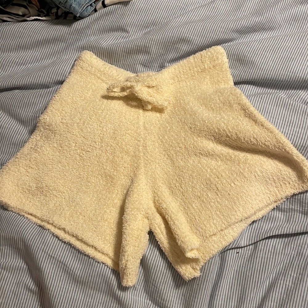 WeWoreWhat Yellow Fuzzy Drawstring Shorts